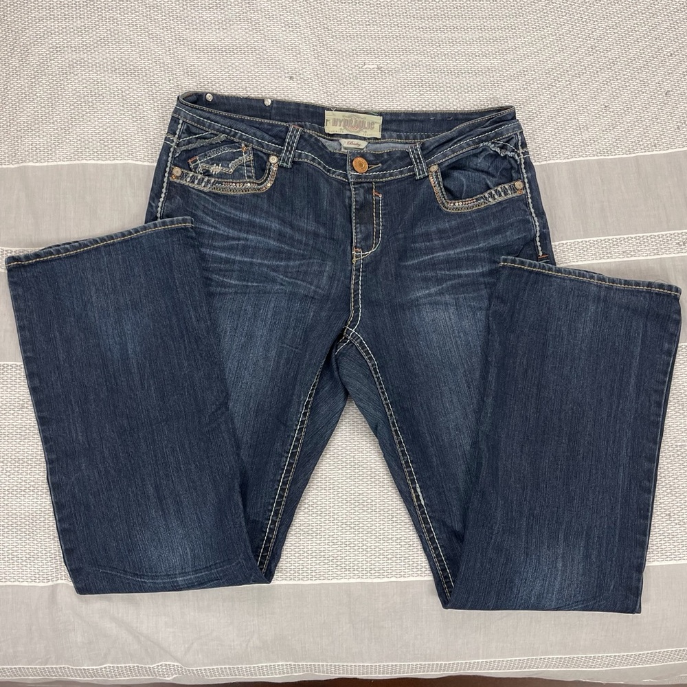 Hydraulic brand bootcut jeans.